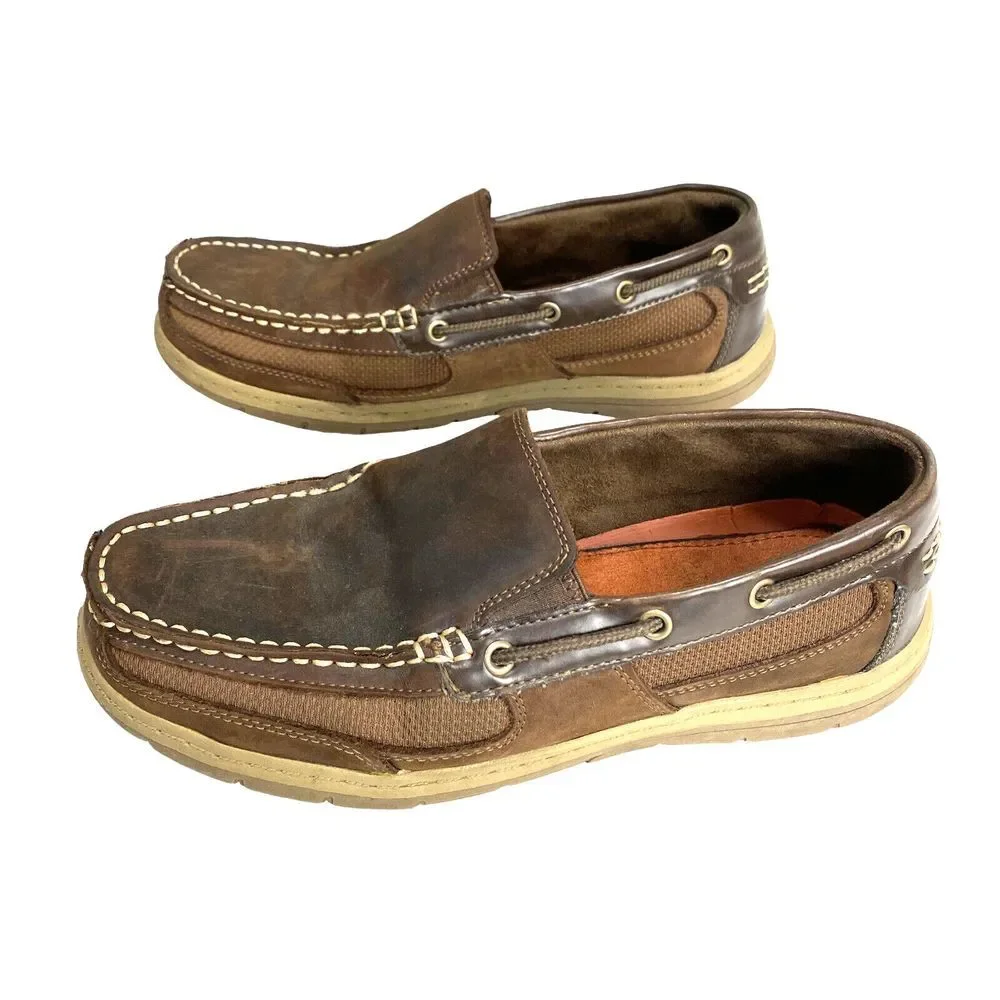Croft & Barrow Men’s‎ Slip On Loafers Boat Shoes Brown Leather Size 9.5M